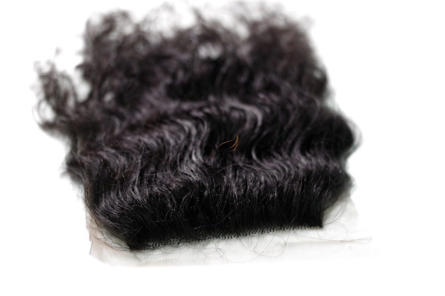 Juttu Extensions natural curly closure — texture close-up, virgin Remy